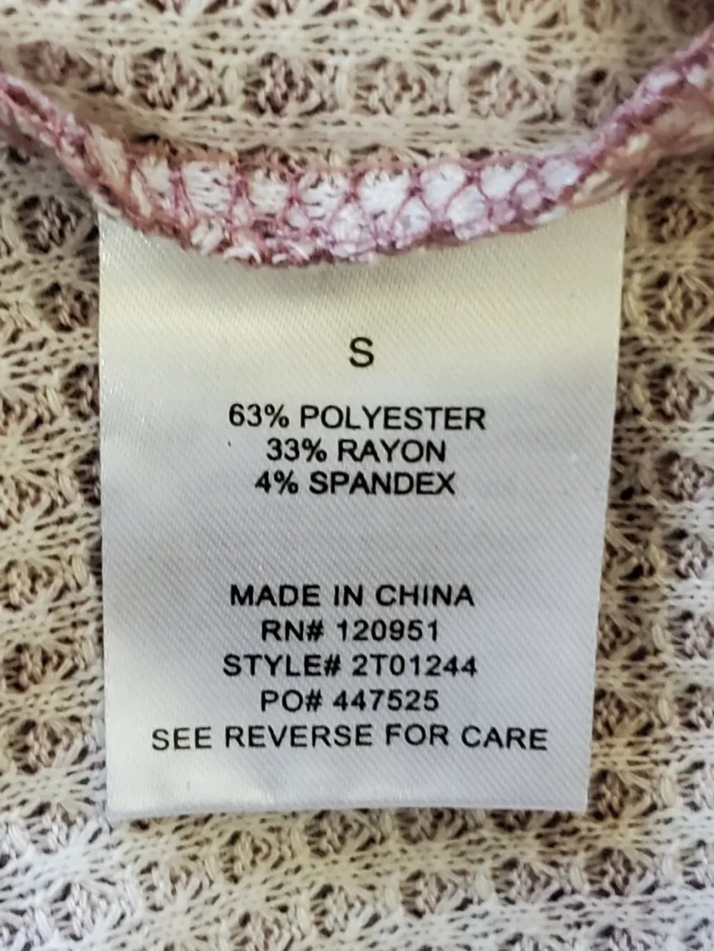 Pink Rose Cozie Beige/Mauve Tie-Dye Waffle Knit Cowl Neck Sweater Set SZ S